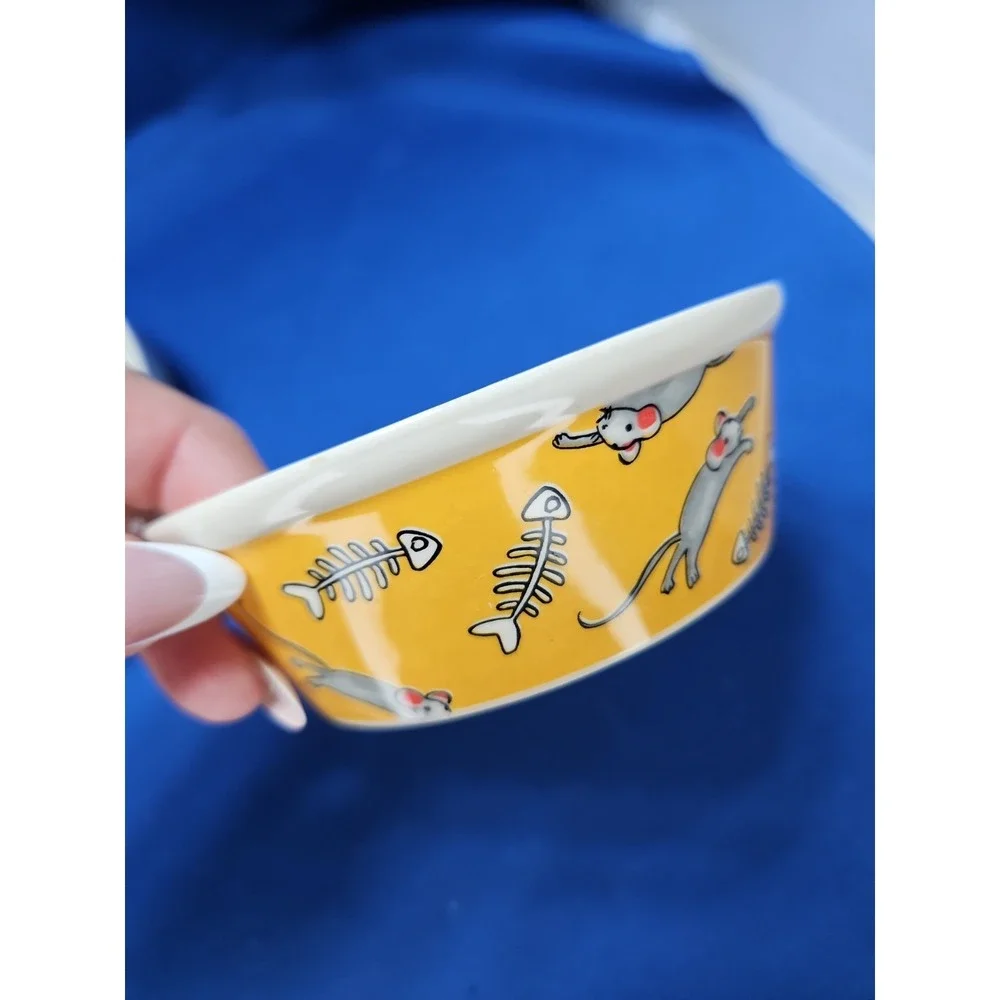 2 Whisker City Cat Dish MEOW 3D Silhouette Debi Hron Gibson Whimsical Bowl